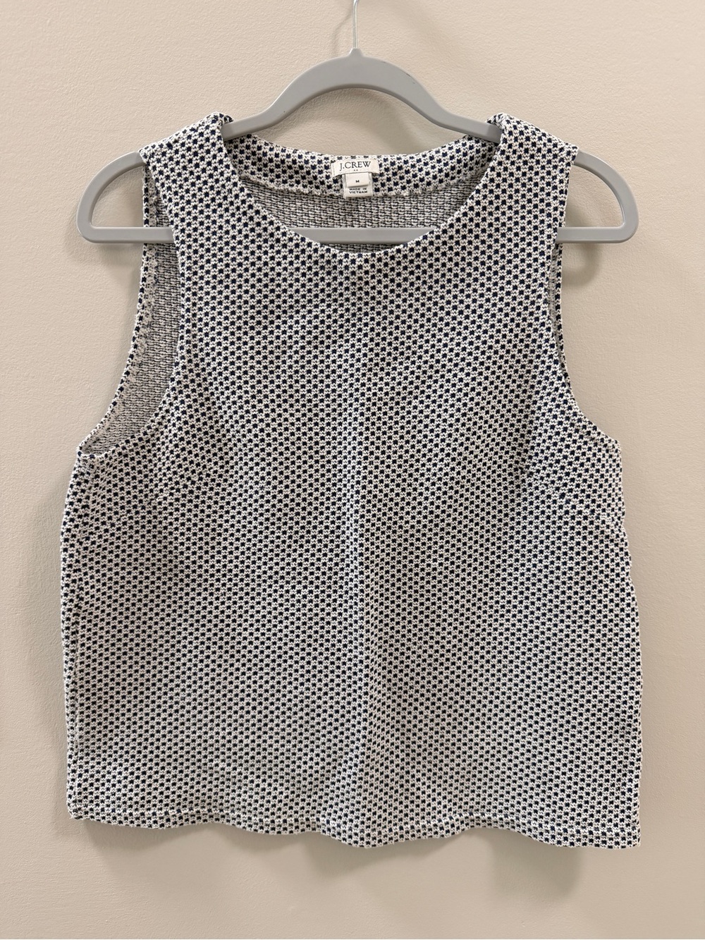 J. Crew Black & White Sleeveless Jacquard Top